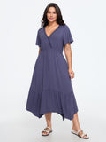 Supersoft Lace Trim Tiered Midi Dress