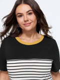 Supersoft Stretchy Striped Color Contrast T-Shirt