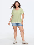 Cotton V Neck Color Contrast T-Shirt