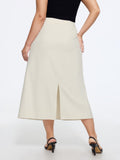 Minimal Solid Back Split A Line Midi Skirt