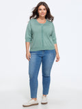 Heather Crew Neck 3/4 Sleeve Knit Cardigan