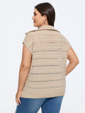 Lapel Collar Half Zip Cut Out Sweater Vest