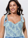 Supersoft Floral Print Shirred Tie Shoulder Tiered Maxi Dress