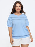 Wave Lace Panel Crew Neck Sweatshirt