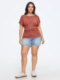 Vintage Crochet Lace Ruched Side T-Shirt