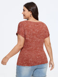 Vintage Crochet Lace Ruched Side T-Shirt