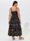 Celestial Print Shirred Tiered Maxi Dress
