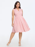 Ditsy Floral Print Button Down Sleeveless Midi Dress