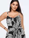 Abstract Print Side Tie Wide Leg Jumpsuit
