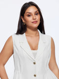 Solid Suit Collar Ruched Waist Blazer Vest