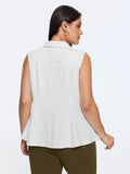 Solid Suit Collar Ruched Waist Blazer Vest