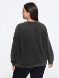 Vintage Washed Sun Floral Print Crew Neck Sweatshirt