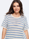 Texture Strip Cut Out Short Sleeve Pullover