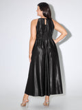 Solid Gloss Satin High Low Hem Midi Dress