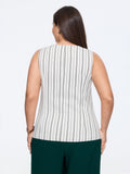 Vertical Stripes Print Three Buttons Blazer Vest