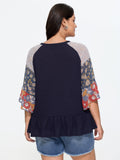 Floral Patchwork Print Waffle Knit T-Shirt