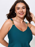 Ruched Adjustable Drawstrings Plain Swim Top