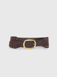 Spheres Stud Belt Dark Brown