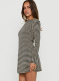 Marionn Long Sleeve Mini Dress Navy / Yellow Stripe