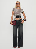 Ramos Low Rise Wide Leg Denim Jeans Dark Grey Wash