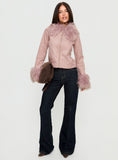 Jeanna Suede Faux Fur Detail Jacket Pink