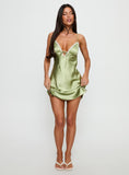 Jasminda Lace Trim Mini Dress Green