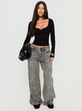 Serenitia Mid Rise Relaxed Jeans Washed Grey