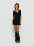 Daily Define Off Shoulder V Neck Mini Dress Black