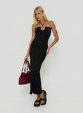 Betsey Ring Detail Tie Neck Dress Black