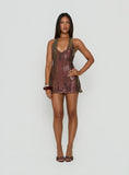 Codamo Mini Dress Dark Brown Shimmer