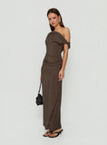 Sweetheart Off Shoulder Maxi Dress Chocolate