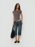 Ceilea Ultra Low Rise Denim Capri Pants Dirty Blue