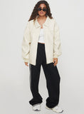 Goldsmith Faux Leather Bomber Jacket Cream