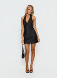 Nataliana Lace Halter Mini Dress Black