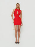 Kimanah Keyhole Bandage Mini Dress Red
