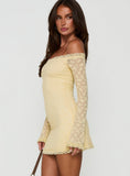 Avenues Long Sleeve Lace Mini Dress Butter