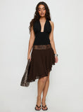 Benjy Chiffon Waterfall Midi Skirt Brown