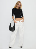 Top Model Low Rise Straight Leg Jeans Porcelain