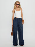 Naylor Mid Rise Wide Leg Jeans Mid Blue Denim
