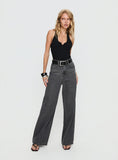 Nicolo High Rise Straight Leg Jeans Washed Grey