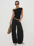 Ramos Low Rise Wide Leg Denim Jeans Washed Black Petite