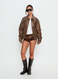 Jaxton Faux Leather Jacket Light Brown