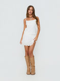 Tiriah Embroidered Mini Skirt White