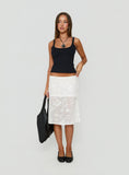 Heart Stealer Sheer Sequin Midi Skirt White