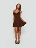Starissa Lace Trim Mini Dress Chocolate
