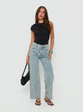Fawcett High Rise Straight Leg Jeans Light Blue Wash