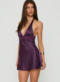 Odyssa Halter Mini Dress Purple
