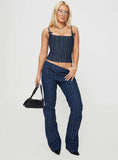 Charismatic Low Rise Flared Jeans Dark Pinstripe