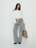 Pipper Asymmetrical Button Up Jeans Grey Wash