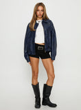Jaxton Faux Leather Jacket Navy